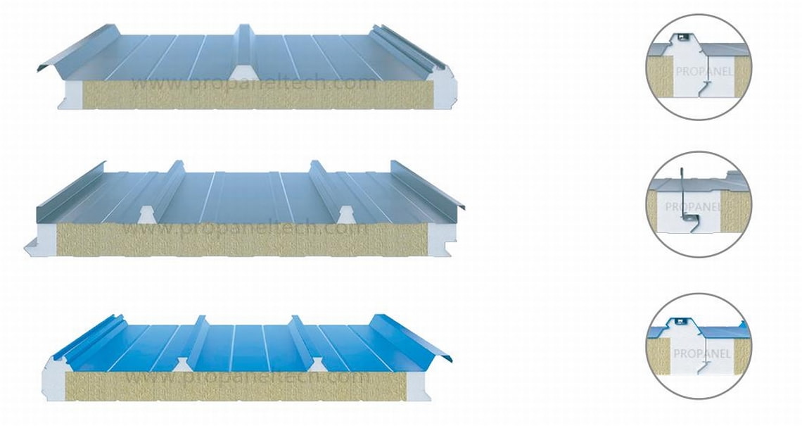 Details of Rock wool Sandwich Roofing Panel with PU Sealing